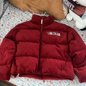 Puma Red Quilted Puffer Jacket with High Collar